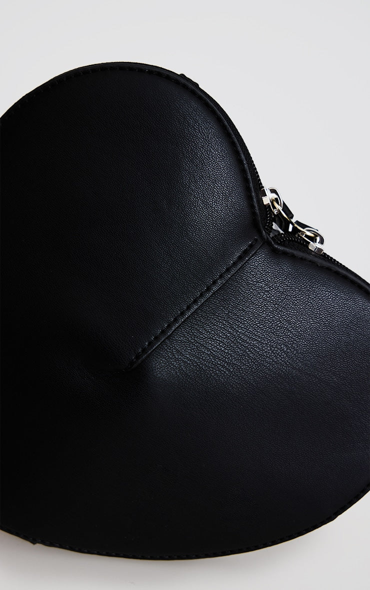 Black PU Heart Crossbody Bag Next Day Delivery 10 PM