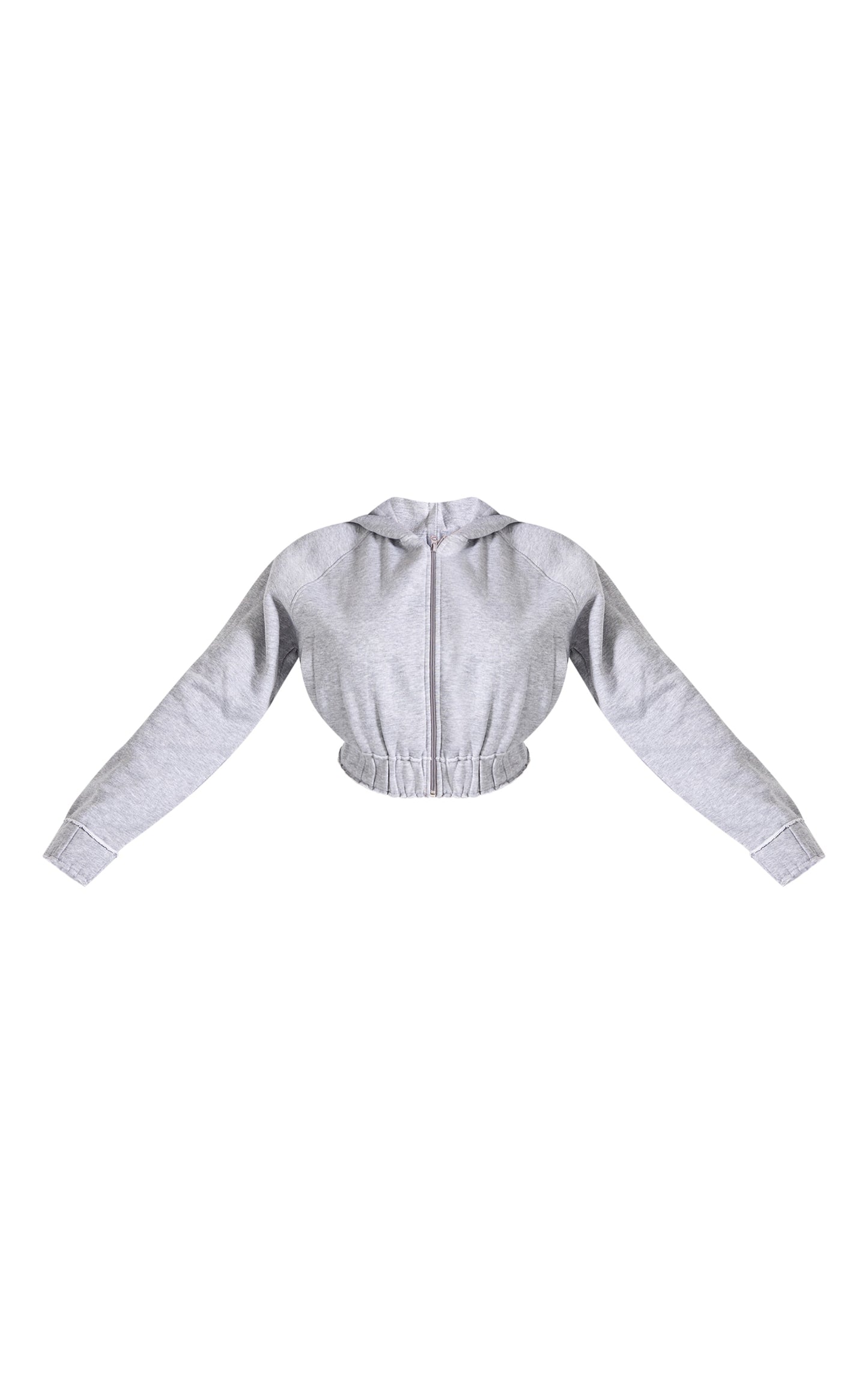 Shape Grey Marl Distressed Elasticated Waistband Cropped Hoodie Next Day Delivery