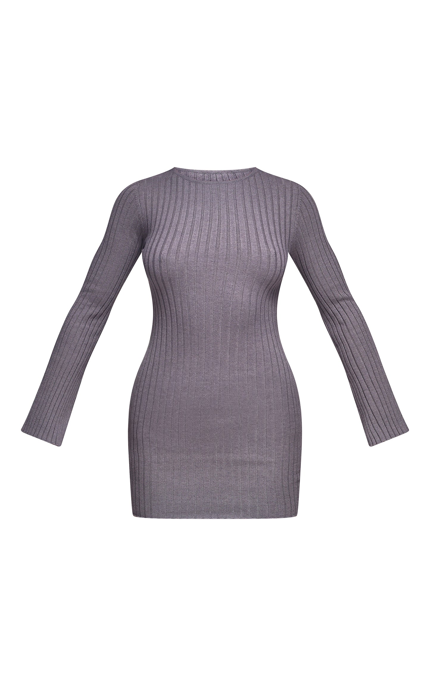 Ash Grey Ribbed Knit Mini Dress Next Day Delivery