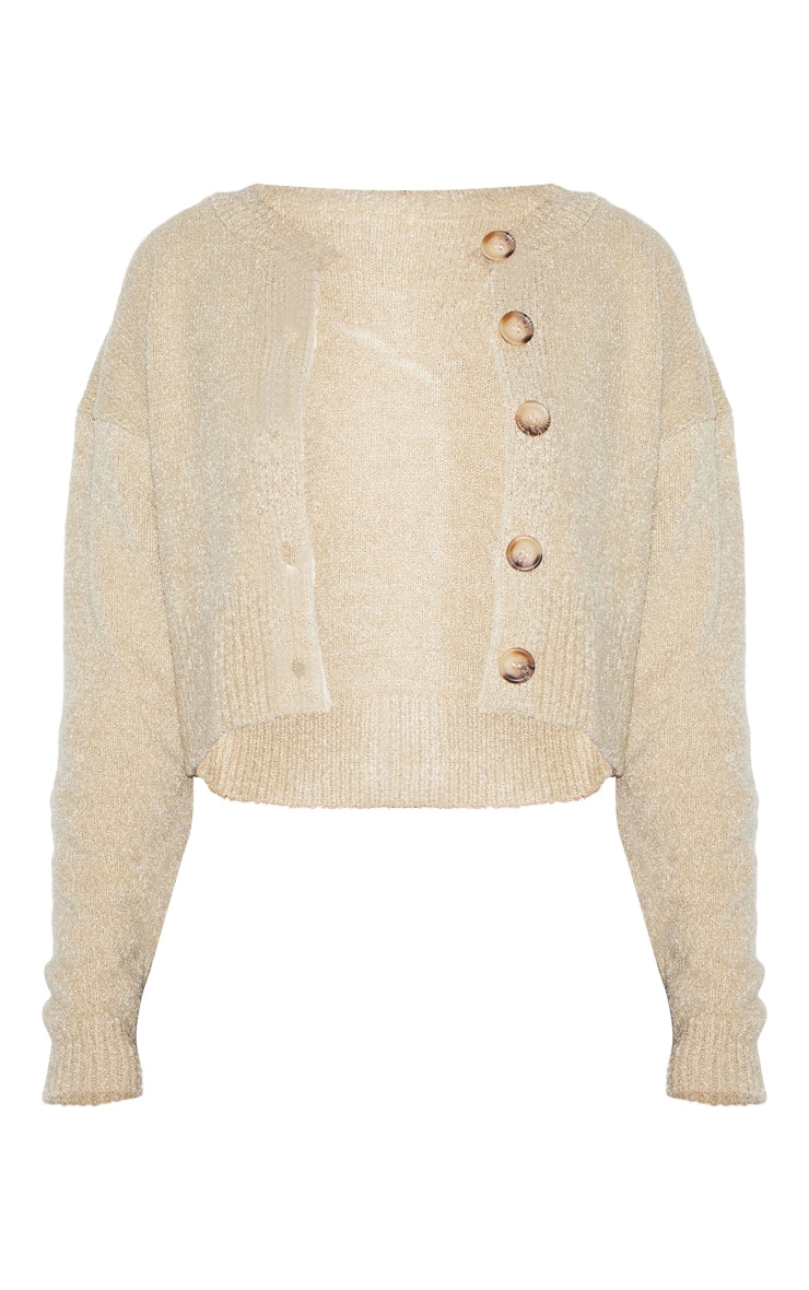 Petite Oatmeal Knitted Button Up Cardigan Next Day Delivery Before 10 pm