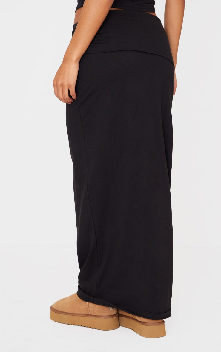 Black Foldover Cotton Maxi Skirt Next Day Before 10 PM