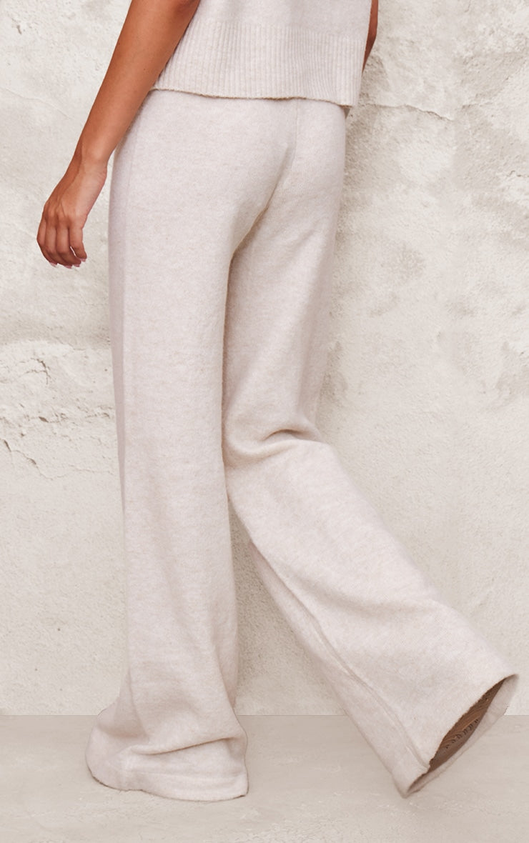 Ash Grey Marl Soft Knit Wide Leg Trousers Next Day Delivery Before 10 pm