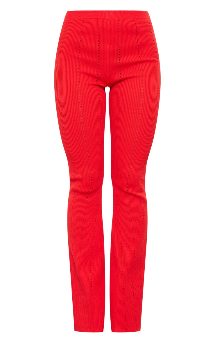Cream Rib Knit Flared Trousers Next Day Delivery Before 10 pm