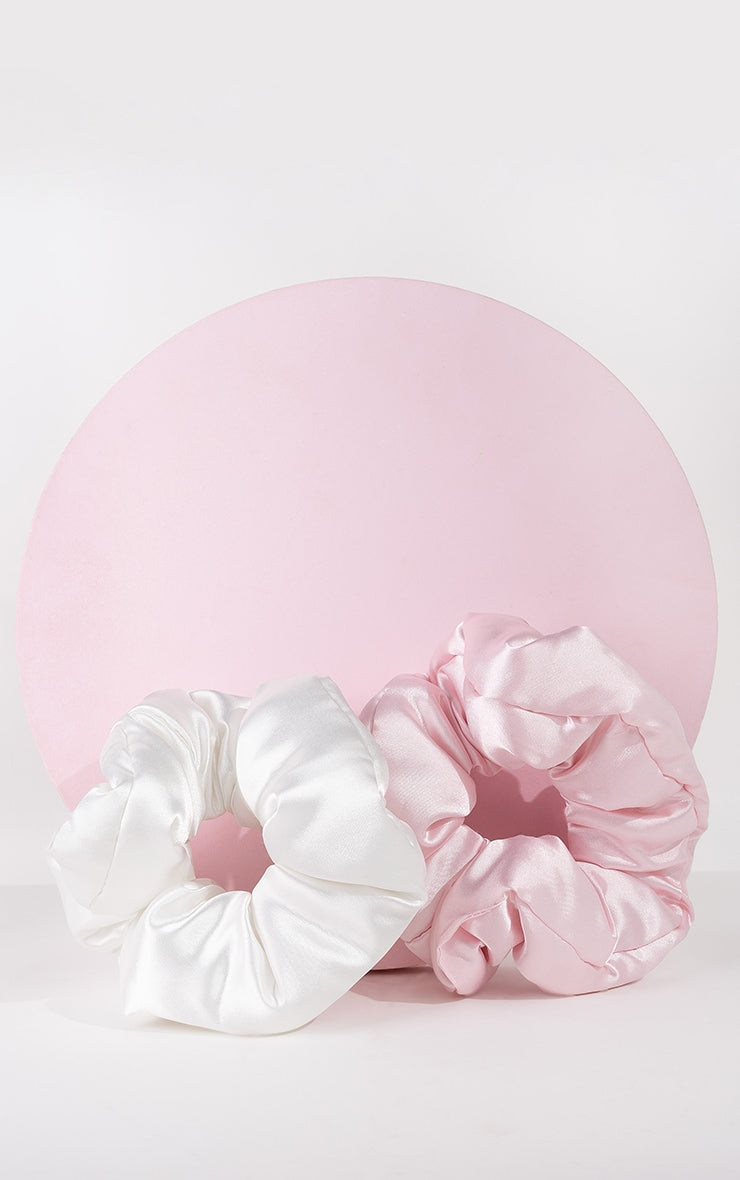 Brushworks Large Cloud Scrunchies - Pink & White Next Day Delivery Before 10 pm