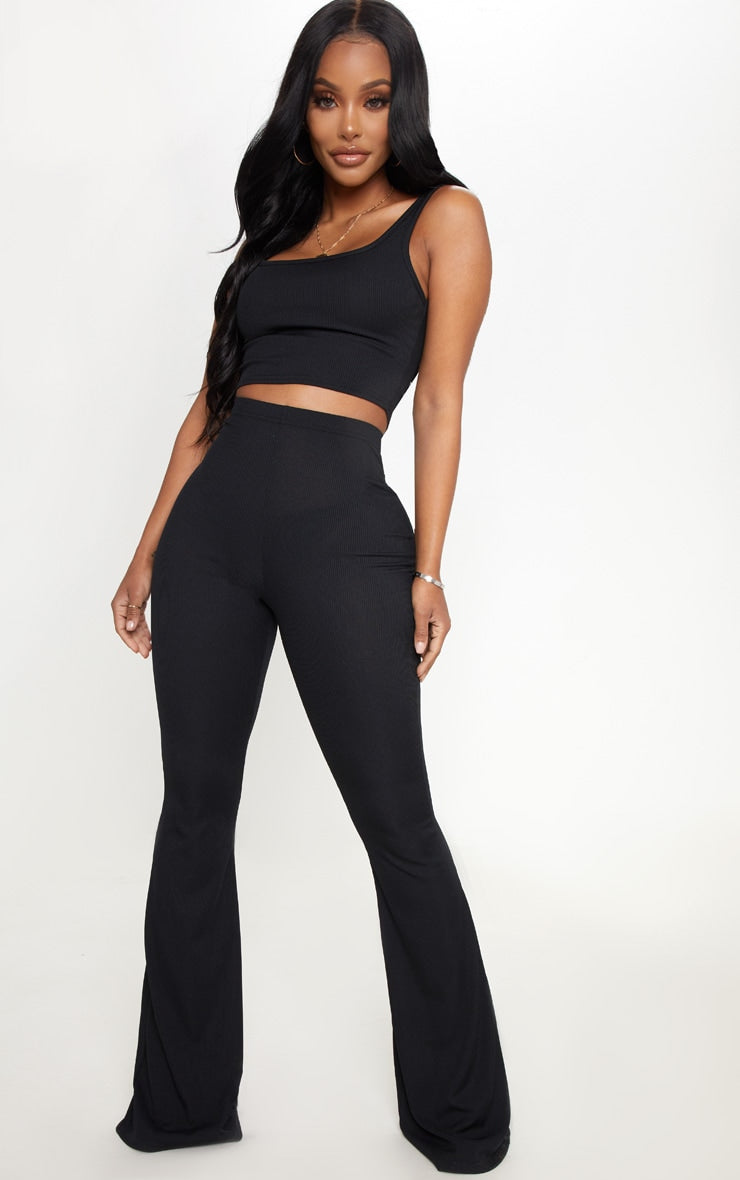 Shape Black Ribbed Scoop Neck Crop Top Next Day Delivery Before 10 pm