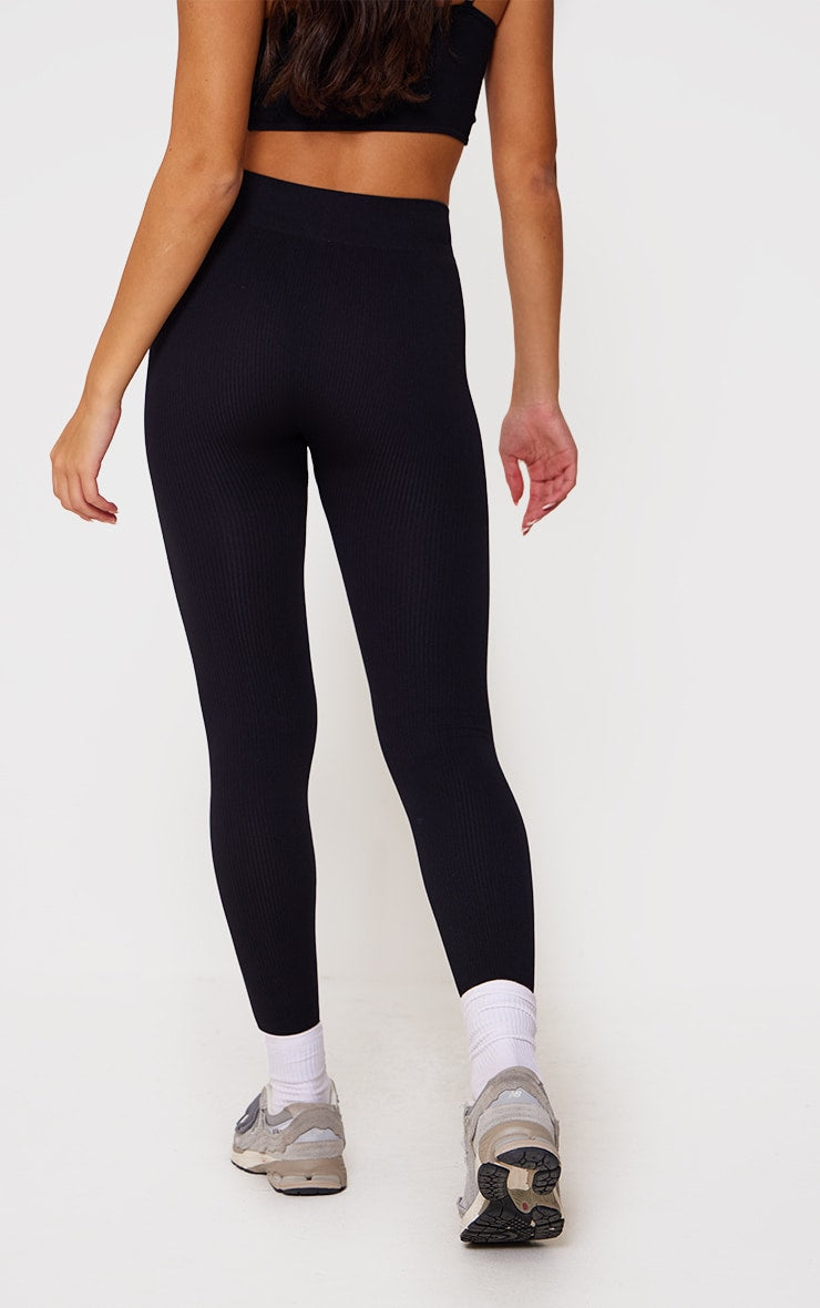 Stone Structured Contour Rib Cuffed Detail Leggings Next Day Delivery