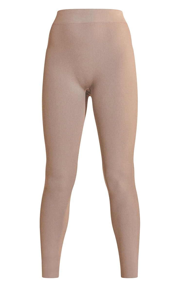 Stone Structured Contour Rib Leggings Next Day Delivery