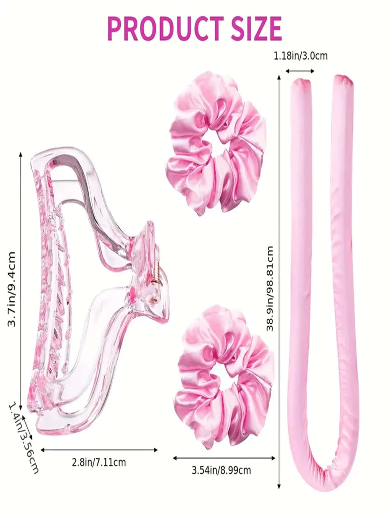 Heatless Curling Rod Headband For Long Hair Rollers For Women, Hair Overnight Curl Wrap Heatless Hair Curling Wrap Kit, Lazy Hair Curler With Scrunchies Hair Claw Clips 1set