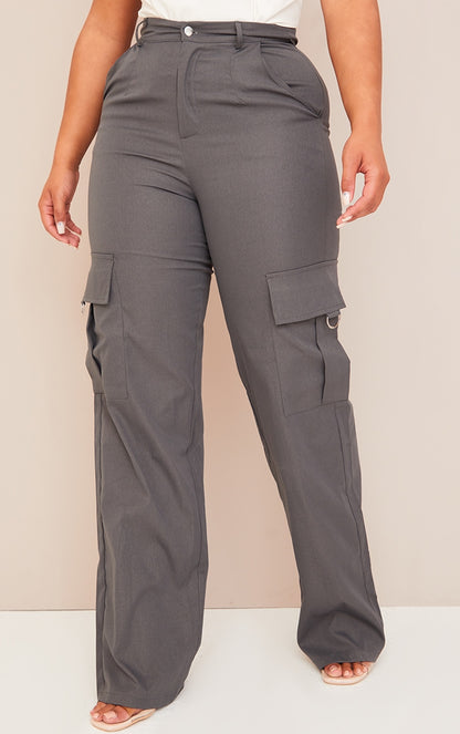 Next Day Delivery Before 10 pm  Shape Stone Buckle Detail Cargo Wide Leg Trousers