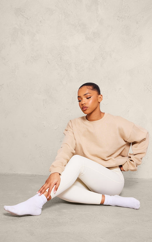 Next Day Delivery Before 10 PM Sand Oversized Fit Sweatshirt