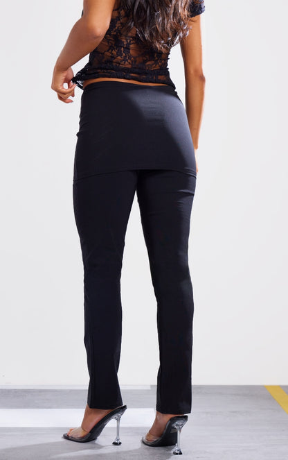 Next Day Delivery Before 10 PM Black Stretch Woven Peplum Skirt Trousers: Effortlessly Chic Style