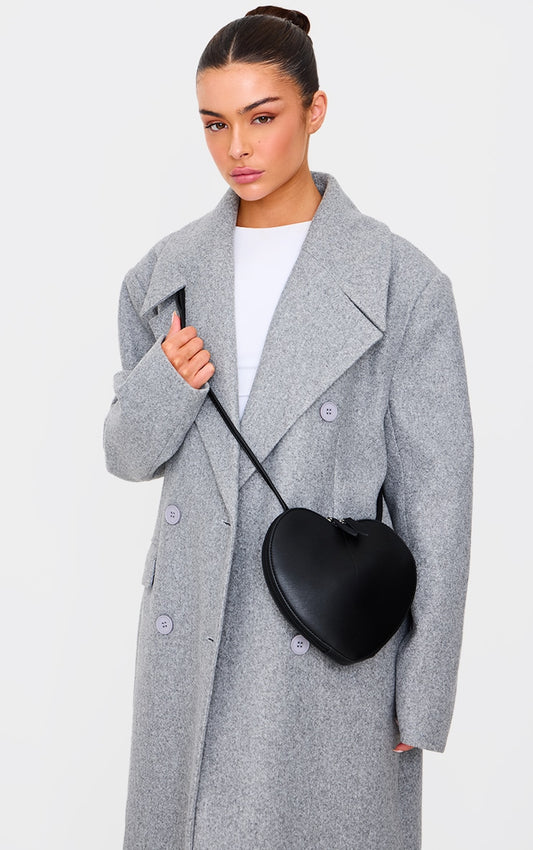 Black PU Heart Crossbody Bag Next Day Delivery 10 PM