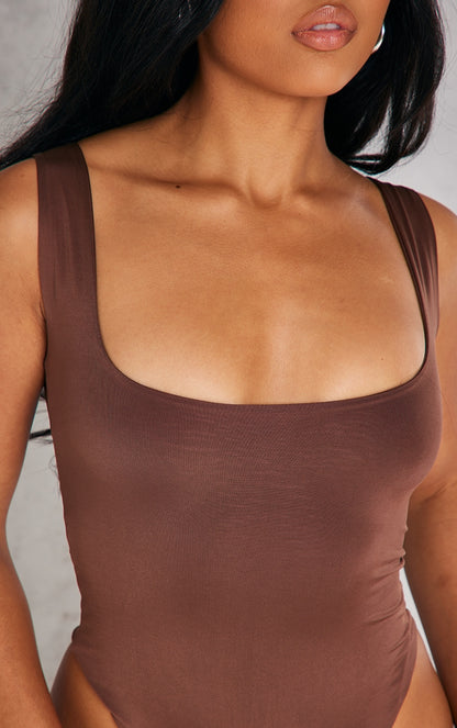 Next Day Delivery Before 10 PM Black Basic Slinky Scoop Neck Bodysuit