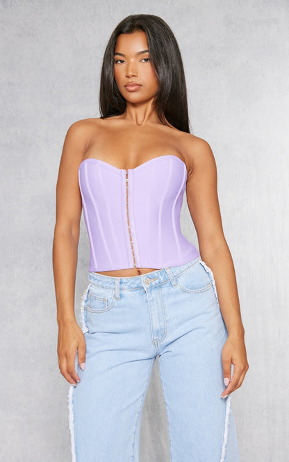 Next Day Delivery Before 10 PM Lilac Bandage Hook And Eye Structured Corset