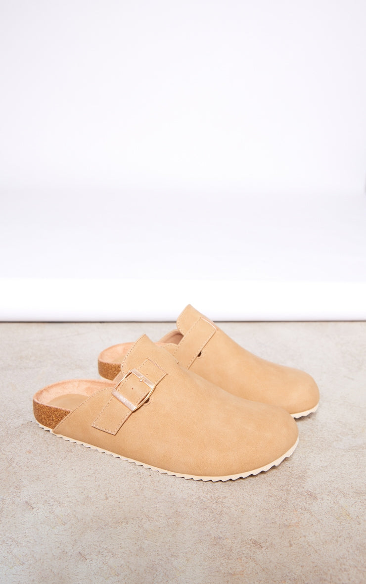 Next Day Delivery Before 10 PM Beige Soft Touch Buckle Detail Mule Clogs - Style and Comfort Combined