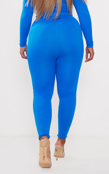 Next Day Delivery Before 10 PM Shape Up in Style with Bright Blue Branded Contour Sculpt Gym Leggings