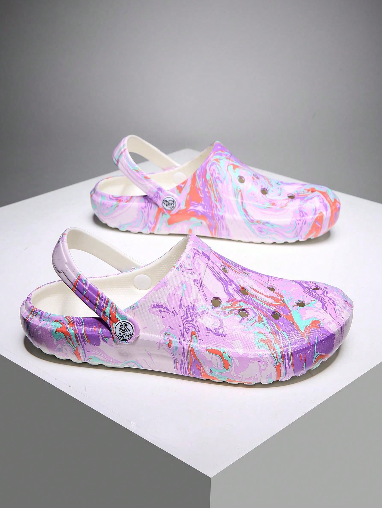 Women's Tie-Dye Pattern Clogs, Slip On Lightweight Two-Way Wear Garden Clogs, Non-Slip Summer Beach Slides