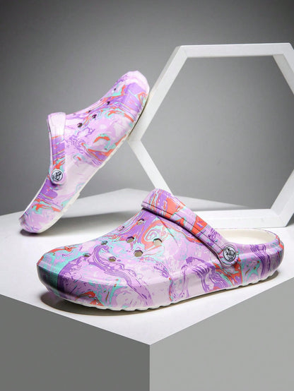 Women's Tie-Dye Pattern Clogs, Slip On Lightweight Two-Way Wear Garden Clogs, Non-Slip Summer Beach Slides