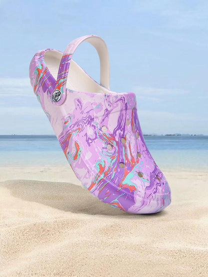 Women's Tie-Dye Pattern Clogs, Slip On Lightweight Two-Way Wear Garden Clogs, Non-Slip Summer Beach Slides