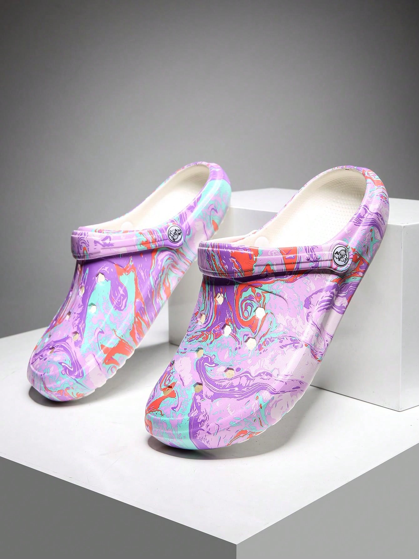 Women's Tie-Dye Pattern Clogs, Slip On Lightweight Two-Way Wear Garden Clogs, Non-Slip Summer Beach Slides