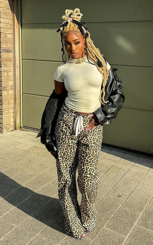 Next Day Delivery Before 10 pm Leopard Printed Cargo Trousers