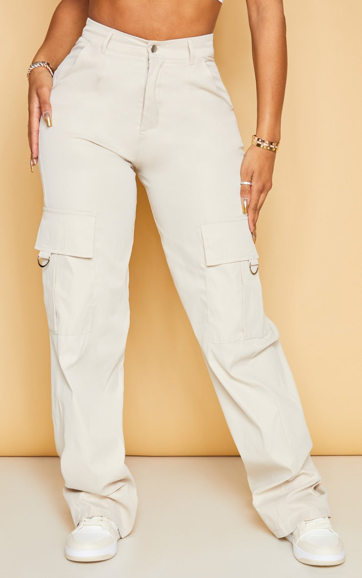 Next Day Delivery Before 10 pm  Shape Stone Buckle Detail Cargo Wide Leg Trousers