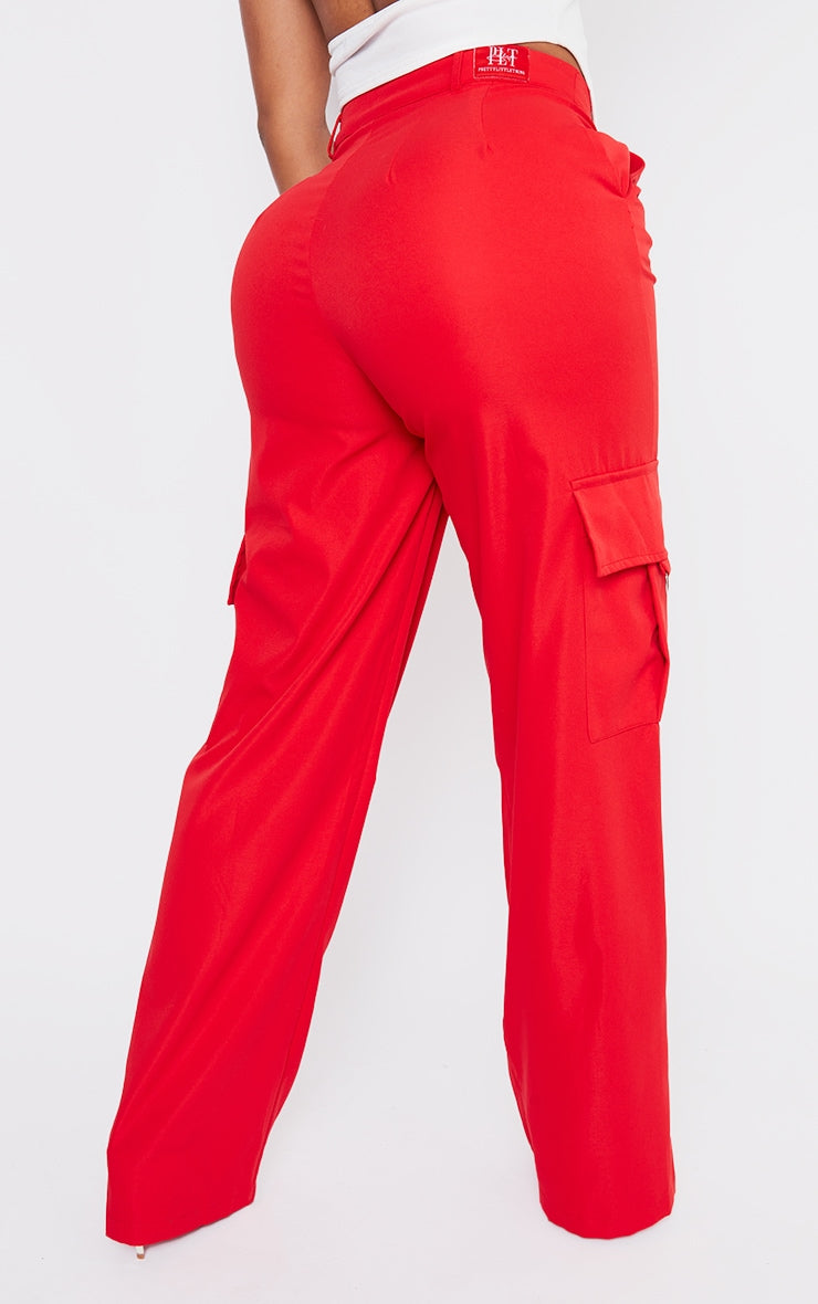 Next Day Delivery Before 10 pm  Shape Stone Buckle Detail Cargo Wide Leg Trousers