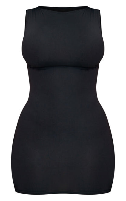 Next day delivery mon-fri 10pm Shape Black Slinky Straight Neck Sleeveless Bodycon Dress