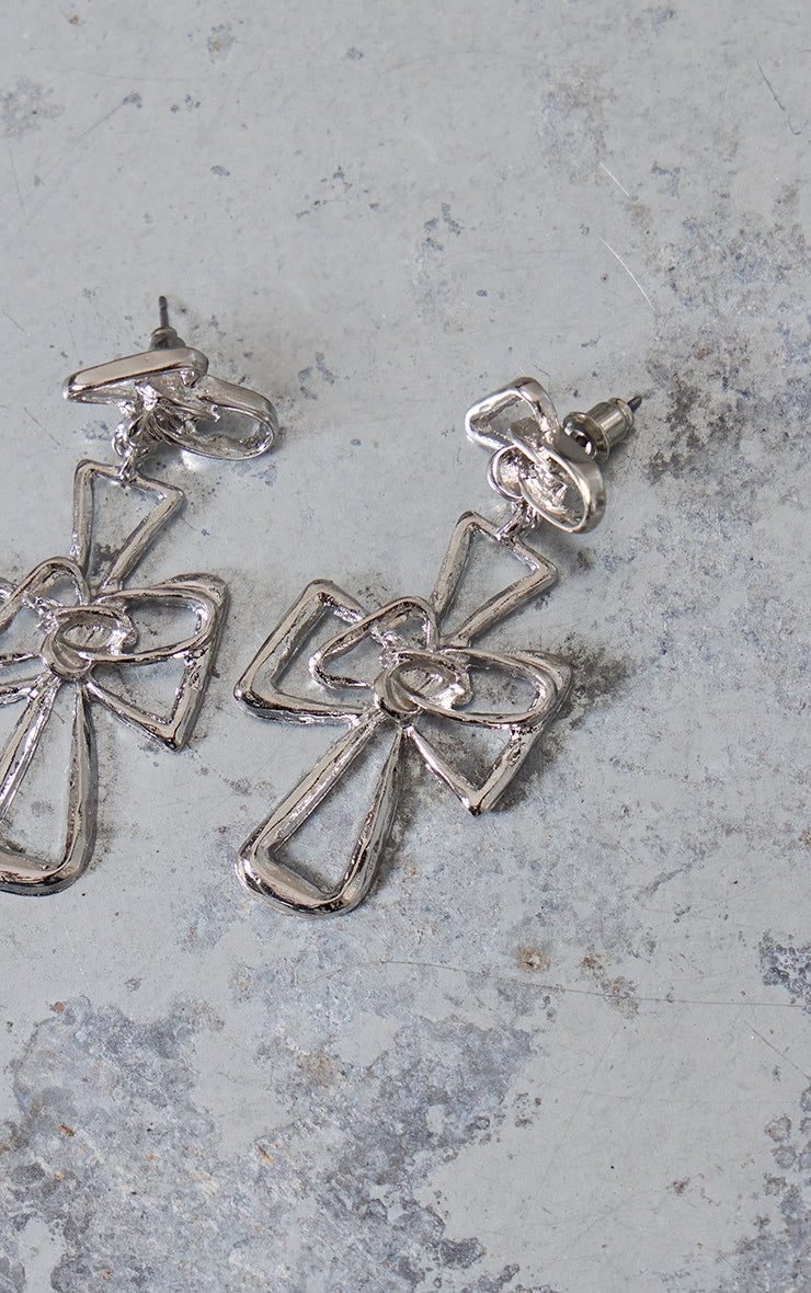 Next Day Delivery Before 10 PM Shine Bright: Silver Cross Swirl Statement Earrings