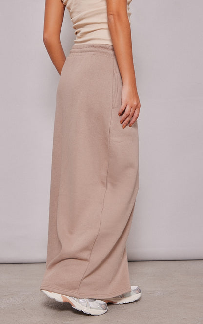 Taupe Sweat Drawstring Midi Skirt Next Day Delivery Before 10 pm