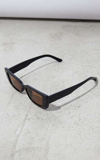 Next Day Delivery Before 10pm Black Tinted Lens Flared Rectangular Frame Sunglasses