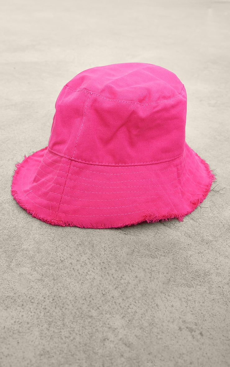 Next Day Delivery Before 10pm Pink Frayed Edge Toggle Bucket Hat