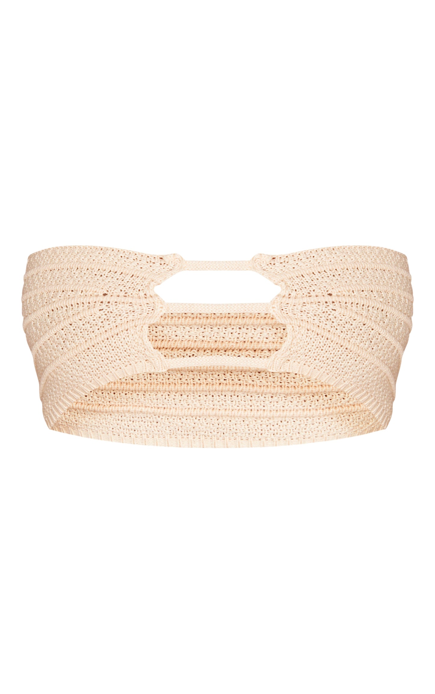 Next Day Delivery Before 10pm Oatmeal Crochet Knit Cut Out Bandeau