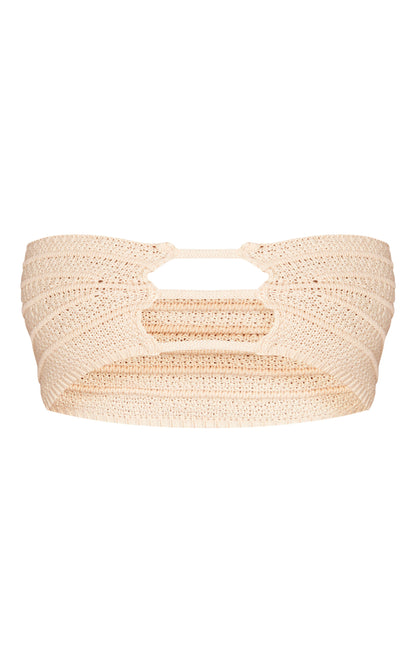 Next Day Delivery Before 10pm Oatmeal Crochet Knit Cut Out Bandeau