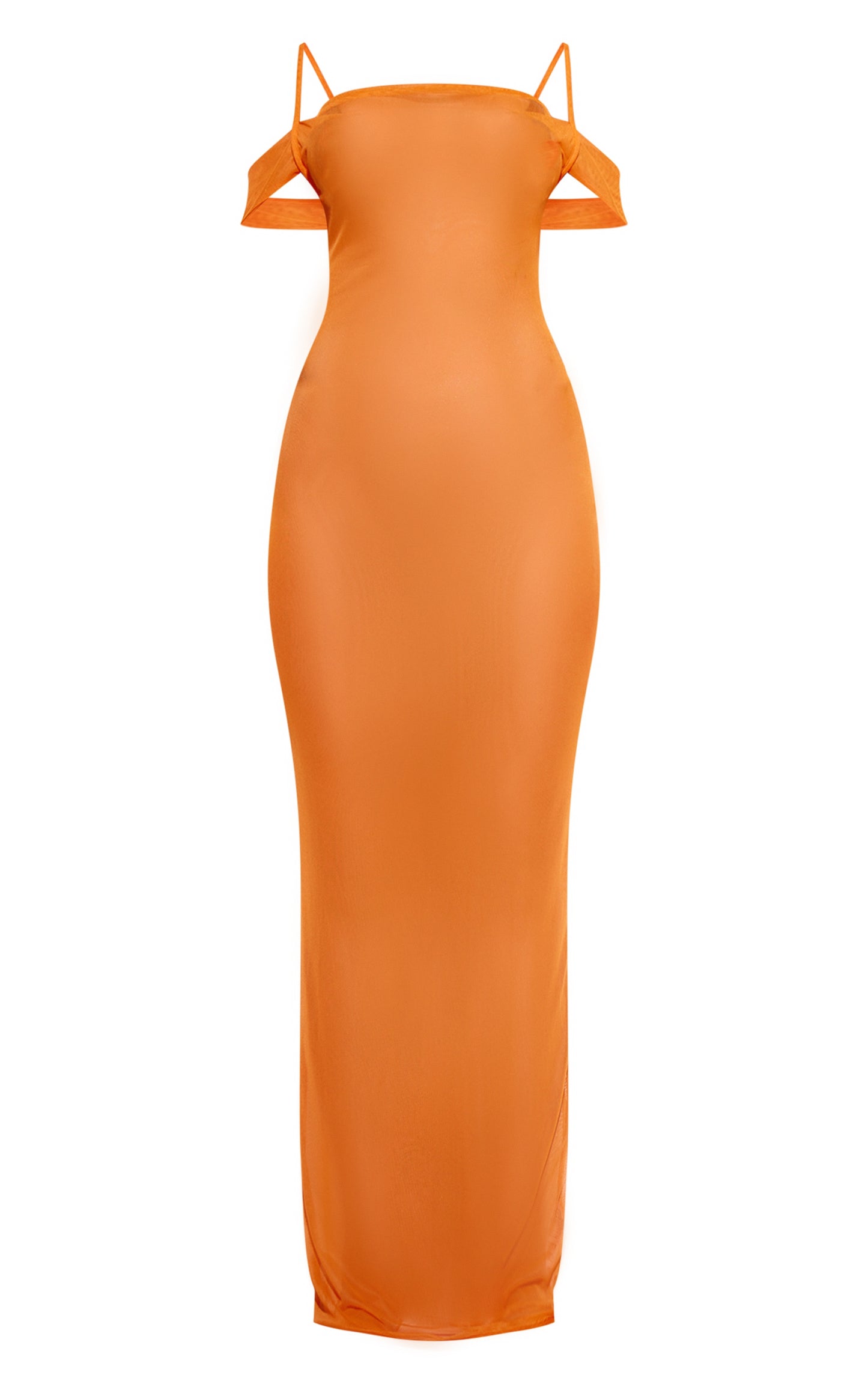 Next Day Delivery Before 10pm Orange Bardot Cowl Neck Mesh Maxi Beach Dress