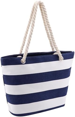 Next Day Delivery Before 10PM Zuimei Beach Bag,Waterproof Tote Bag Canvas Summer Bags Beach Travel Handbag Stripe Shoulder Bags for Womens Girls Pool Vocation Travel School Work Shopping