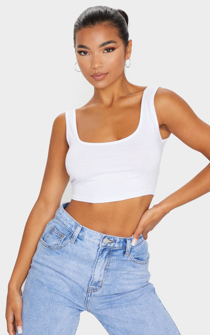 Next Day Delivery Before 10 PM Essential Grey Marl Cotton Blend Crop Top