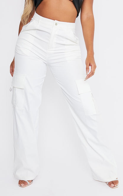 Next Day Delivery Before 10 pm  Shape Stone Buckle Detail Cargo Wide Leg Trousers