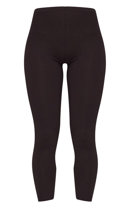 Next day delivery mon-fri 10pm Basic Black Cotton Blend Jersey High Waisted Leggings