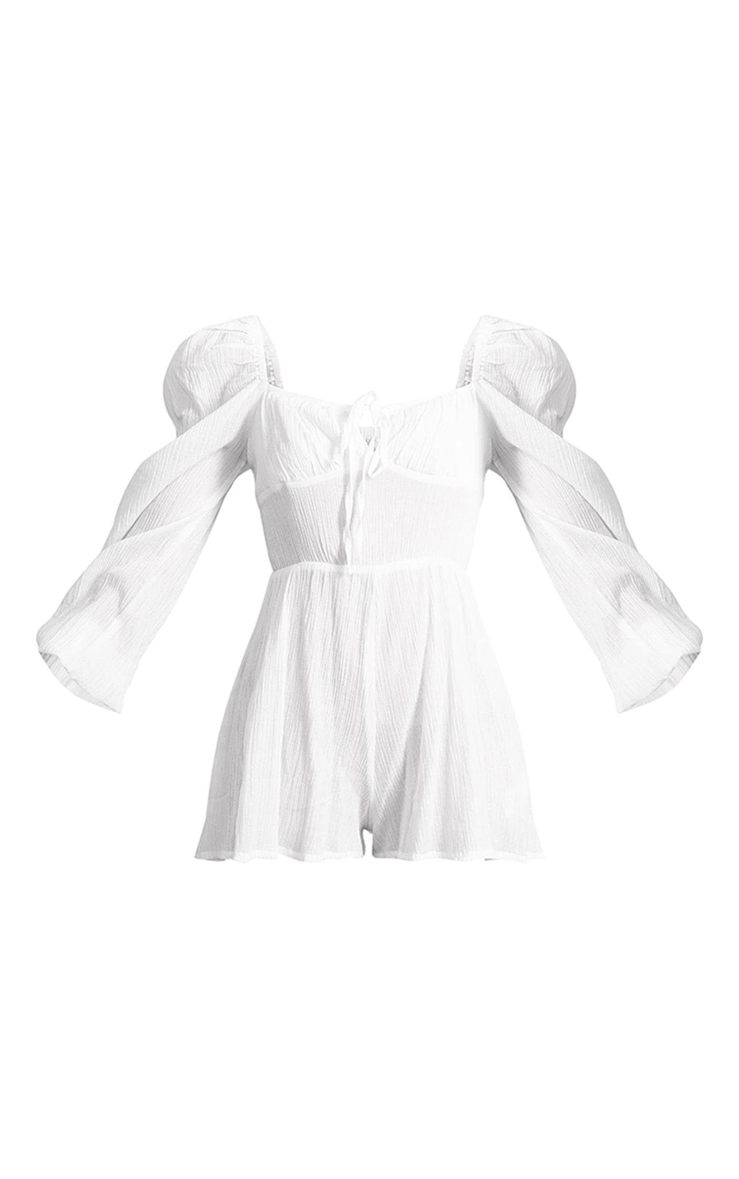 Next Day Delivery Before 10 PM Summer Dream: White Tie-Front Textured Playsuit