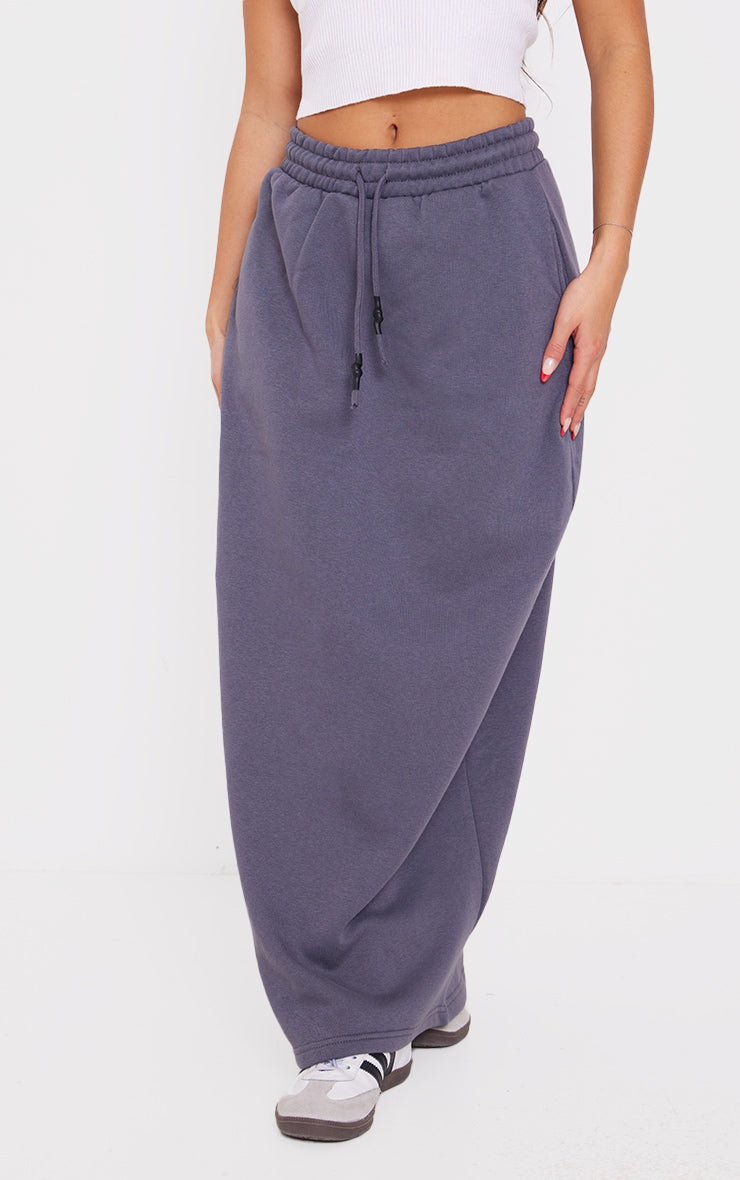 Taupe Sweat Drawstring Midi Skirt Next Day Delivery Before 10 pm