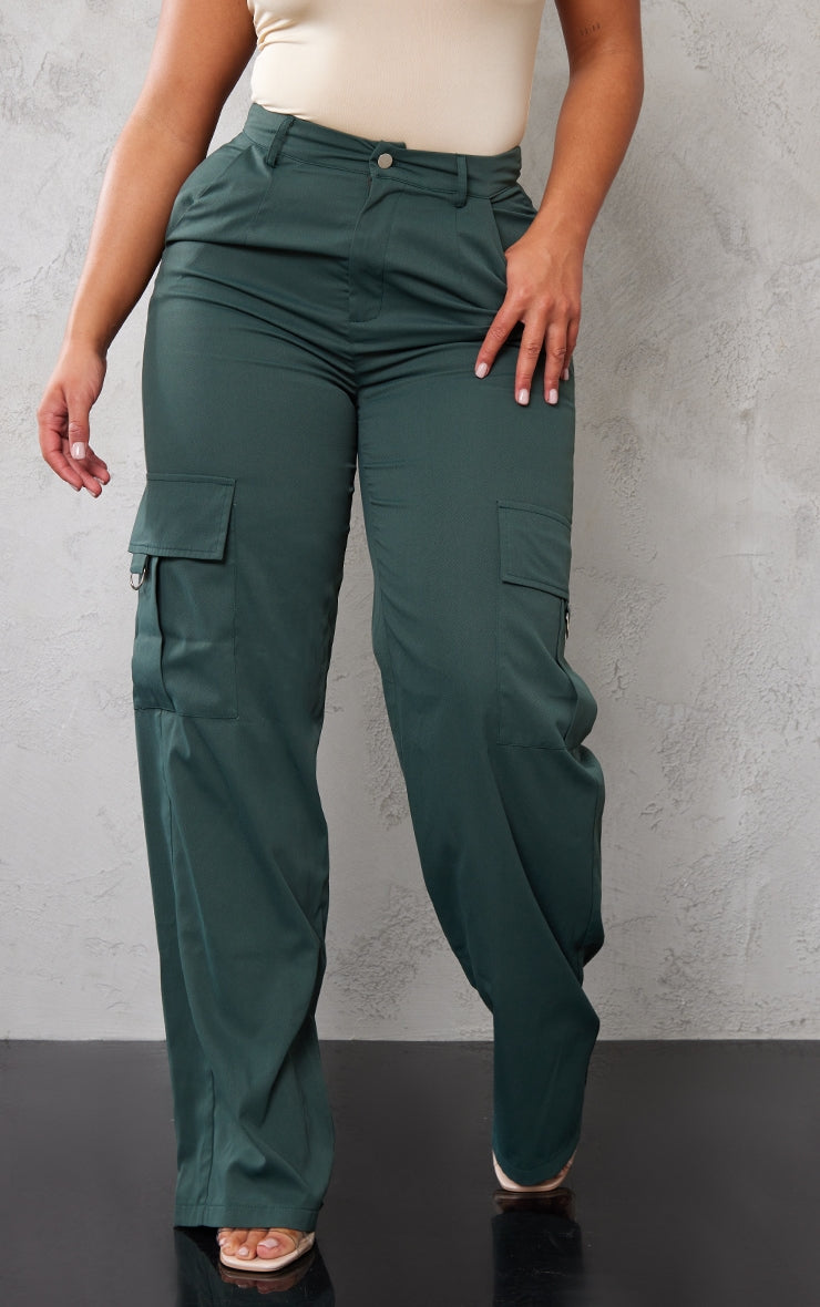 Next Day Delivery Before 10 pm  Shape Stone Buckle Detail Cargo Wide Leg Trousers