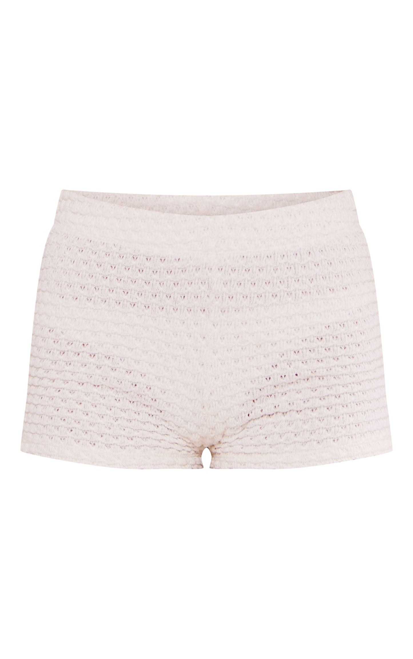 Next Day Delivery Before 10 PM Cream Textured Rib Hot Pants