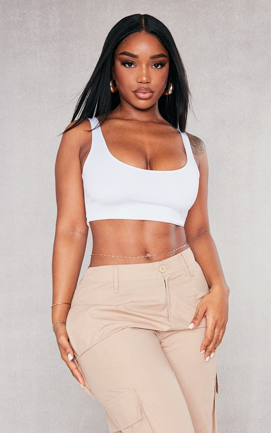 Shape White Slinky Square Neck Crop Top Next Day Delivery Before 10 pm