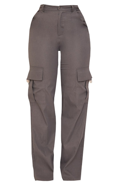 Next Day Delivery Before 10 pm  Shape Stone Buckle Detail Cargo Wide Leg Trousers