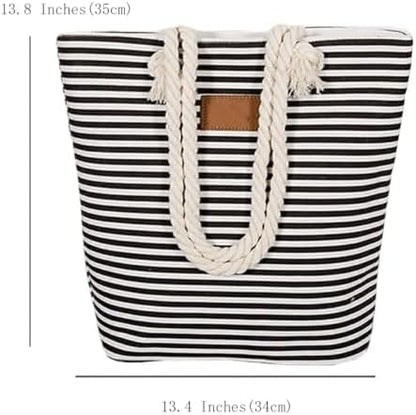 Next Day Delivery Before 10PM FAVORTALK Large Capacity Weekend Handbag with Chic Stripes - Stylish Women's Beach Bag for Summer Essentials