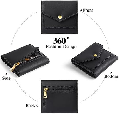 Next Day Delivery Before 10PM RFID Blocking Leather Compact Bi-fold Women's Purse