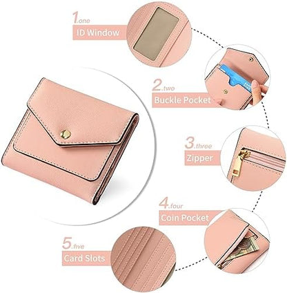 Next Day Delivery Before 10PM RFID Blocking Leather Compact Bi-fold Women's Purse