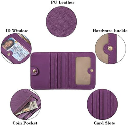 Next Day Delivery Before 10PM RFID Blocking Leather Compact Bi-fold Women's Purse