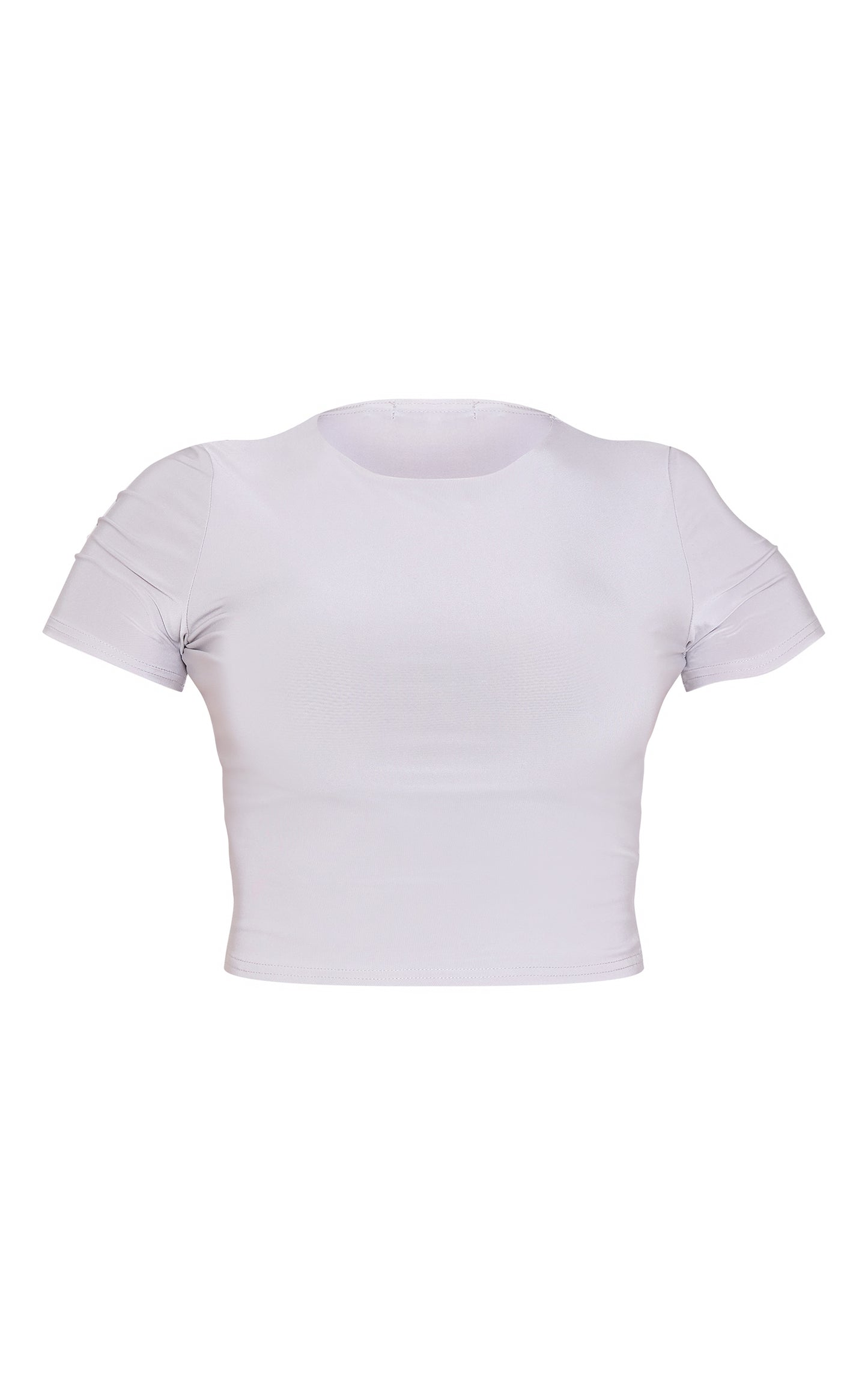 Next Day Delivery Before 10 PM White Slinky Short Sleeve Crop Top